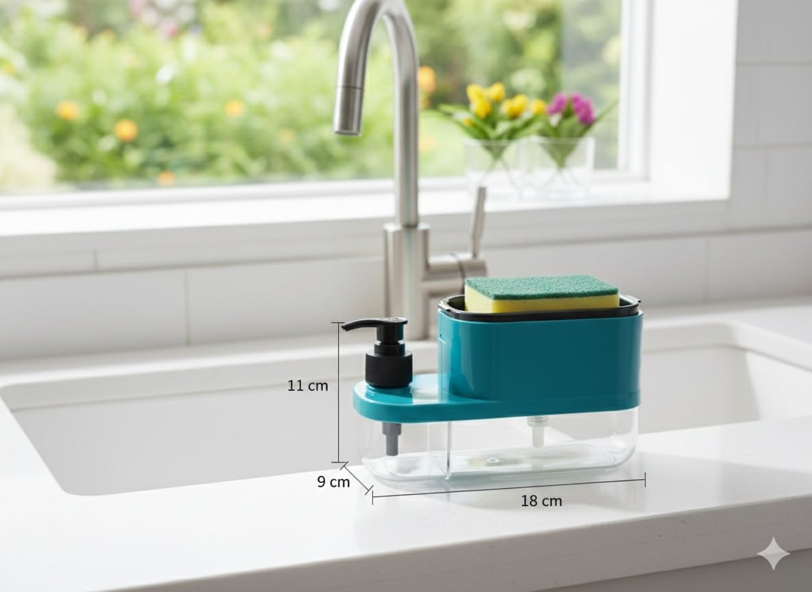 3 in 1 Soap Pump Dispenser Dish Soap Liquid Dispenser Sponge Holder