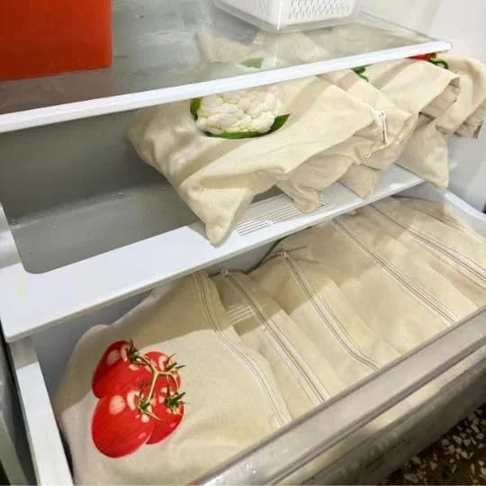 Washable Cotton Produce Storage Bags Reusable Vegetable Bags Pack of 10