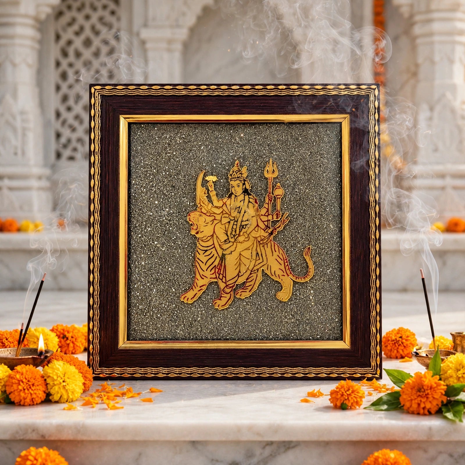 Maa Durga Pyrite Frame